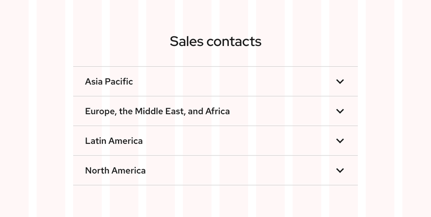 A thinner accordion placed on a 12-column grid and occupying eight grid columns