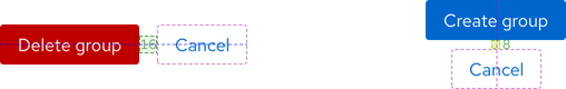 Image of button groups and their horizontal and vertical spacing in between each button