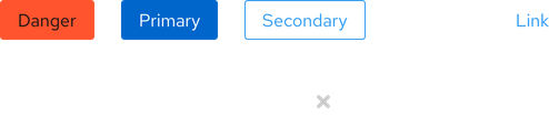  Image of dark theme Danger, Primary, Secondary, Tertiary, Link, Play, and Close buttons