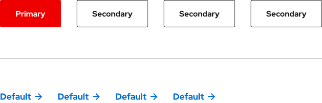 Image of two rows of calls to action with four variants in each row which is incorrect usage