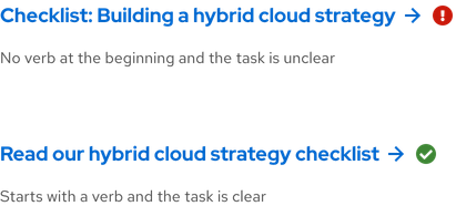 Image of Default variants showing how to incorrectly and correctly write text labels