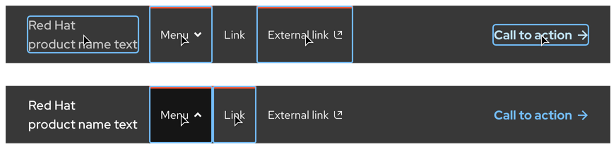 Image of dark theme secondary navigation active states