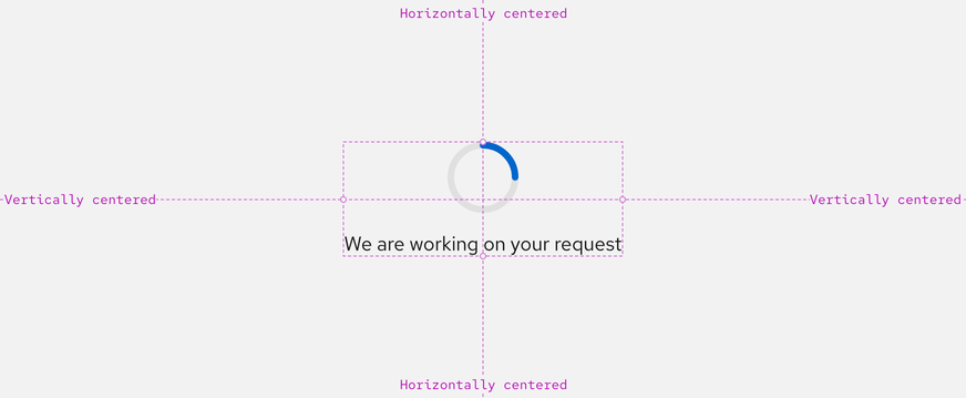  Diagram of how a spinner should be horizontally and vertically centered within a container no matter its size or if a text label is included or not