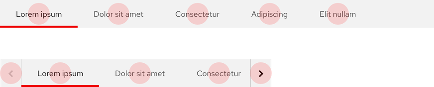 Image of desktop and mobile subnavigations showing adequate touch target spacing