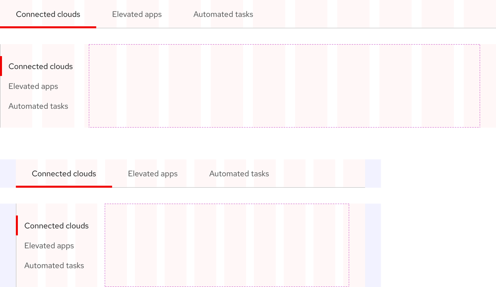 Image of horizontal and vertical tabs on desktop and tablet breakpoints